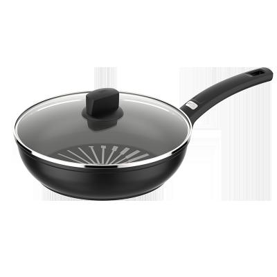 China ASD Wok Stirfry Viable Aluminum Nonstick Coating Chinese Pan with Glass Lid for sale