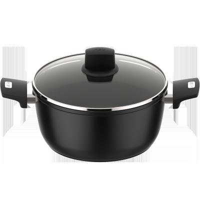 China ASD Viable Wholesale Customized Pan Double Handle Non Stick Aluminum Soup Cooking Pot for sale