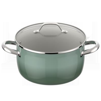 China ASD Sustainable Kitchenware Cooking Pot Non Stick Forged Aluminum Soup Pot With Lid for sale