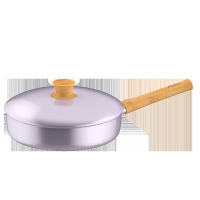 China New Minimalist Good Quality Aluminum Alloy Non Stick Frying Pan Household Wholesale Frying Pan With Wooden Handle for sale