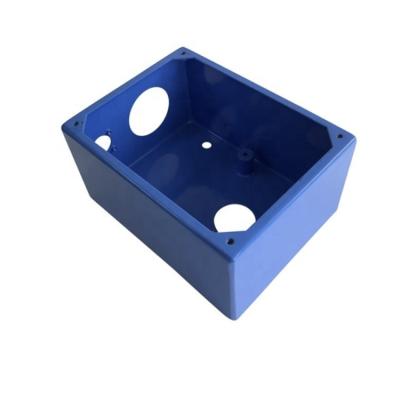 China Custom Blue Powder Coating Aluminum Hosted Sheet Metal Fabrication Steel Laser Cutting Welding Punch Bending Box for sale