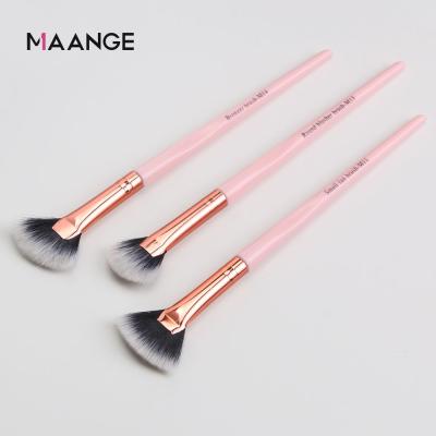 China Angular Blush Maange Cosmetic Facial Fan Brush Wholesale 3PCS Pink Makeup Fan Brush for sale