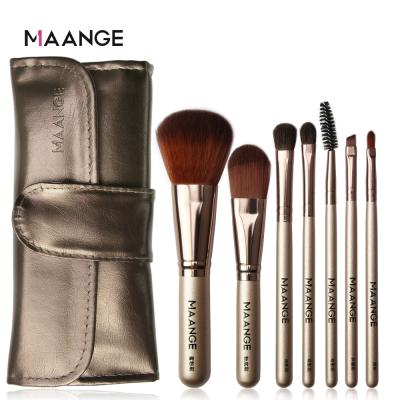 China Free Sample 7pcs Soft Hair Makeup Brushes With Bag Flat Brush Foundation Makeup Brush Set for sale