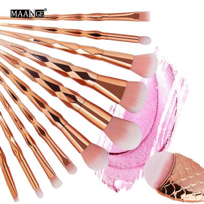 China 2021 Designer Durable Diamond Synthetic Rose Gold Large Makeup Brush Set For Daily Cosmetic for sale