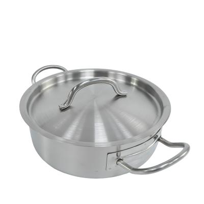 China Stainless Steel Double Lug Sauce Pot Viable Sauce Pan Milk Juice Pot Making Stick Non Cooking Pan With Cover SS201 for sale