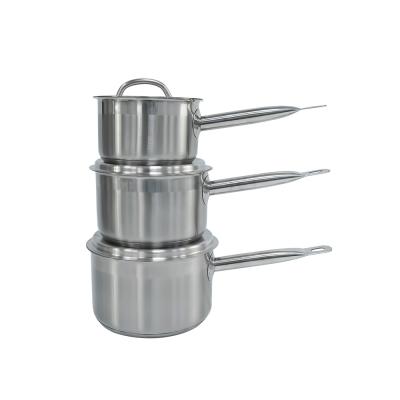 China Sustainable Sauce Pot Stainless Steel Sauce Pan Milk Juice Pot Making Stick Non Cooking Pan With Cover SS304 for sale