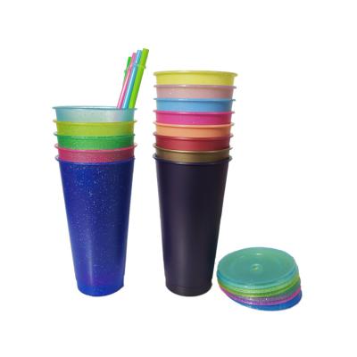 China 5-Pack Customized Logo Plastic Material BPA 16OZ 24OZ Chill Free Flicker Sustainable Cold Cup for sale