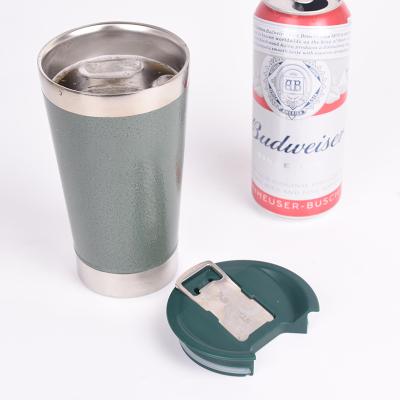 China Sustainable Eco-Friendly Double Wall 304 Stainless Steel Vacuum Beer Mug Travel Beer Mug With 16oz Bottle Opener for sale