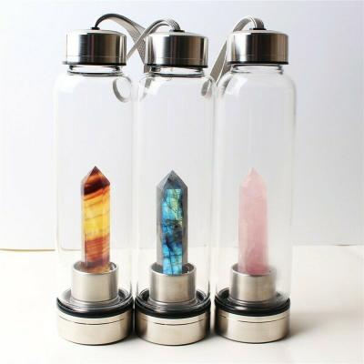 China 2021 Sustainable New Arrival Crystal Infused Water Bottle Crystal Glass Water Bottle for sale