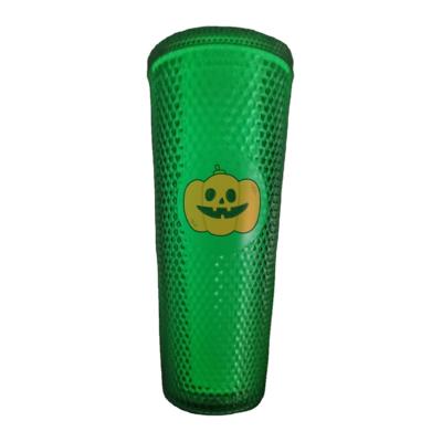 China 2021 New Arrival Disposable Bright Glow In Dark Studded Tumblers For Halloween BPA FREE With Lid And Straw for sale