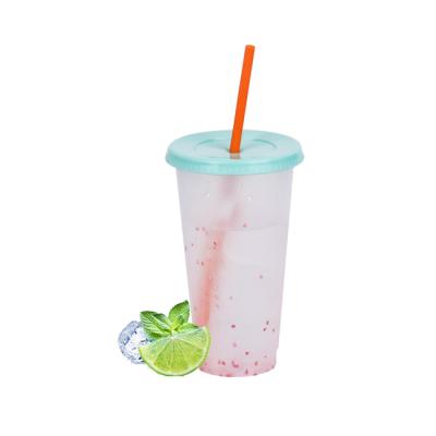 China Viable Customized Design Plastic Material Cold Drink BPA 16OZ 24OZ Free Confetti Color Changing Cups for sale