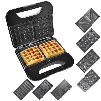 China Easily Cleaned Variable Baking Household 7 Tray Non-Stick Sandwich Maker Pizza Multifunctional Breakfast Machine BBQ in 1 Waffle Maker for sale