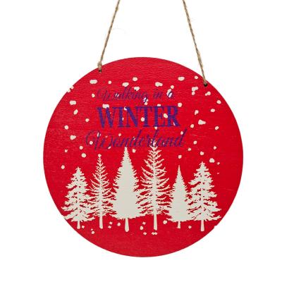 China New Christmas Products 18cm Eco Friendly Round Wood Creative Christmas Sign for sale