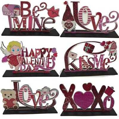 China Eco-friendly Materials Valentine's Day Wooden Table Signs Table Signs For Valentine's Day, Birthday, Wedding, Party Decors, Gifts for sale