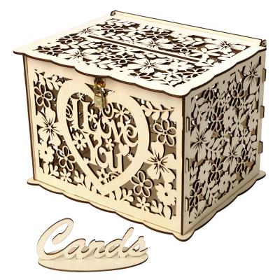 China China Handmade Wholesale Wooden Boxes Wedding Card Box Piggy Bank For Wedding Birthday Party Supplies Decoration for sale