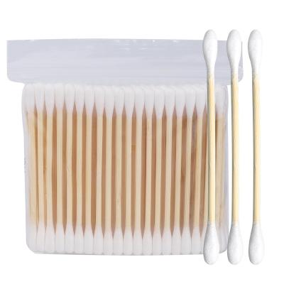 China Eco-Friendly Customized Bamboo Buds Q-Tips Round Ear Swabs Cotton Packing Labels Longer Cleaning Hard Stick Swabs Organic Cotton Bud for sale