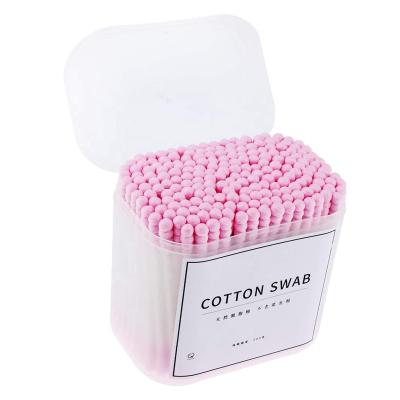 China Eco-friendly factory price bulk paper stick cotton fabric spiral q tips ear cotton buds cleaning free samples pink color cotton swabs for sale