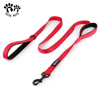 China Personalized Custom Pet Products Pet Supplies Two Double Handle Dog Leash No Pull Dog Collar Reflective Nylon Pet Lead for sale