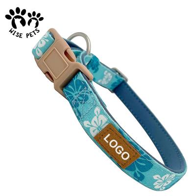 China Personalized Custom Sublimation Dog Collar and Leash Set Neoprene Padded Pet Collars Dog Training Collar for sale