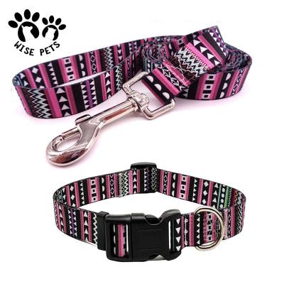 China Custom Personalized Amazon Top Logo Printed Pet Dog Collar Leash Set for sale