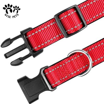 China Dog Collar Light Up Wholesale Viable Adjustable Pet Dog Collars Reflective Nylon Collars For Large Medium Small Dogs for sale