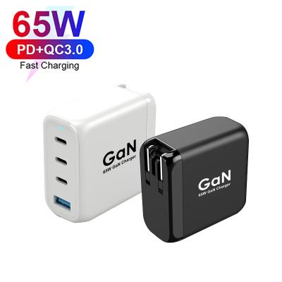 China Palladium Quick GaN Adapter 65W GaN Charger EU R-U Kr Pin Fast Charging USB C Charger Smartphone CE RoHS kc Palladium QC3.0 4 Ports Charger for sale