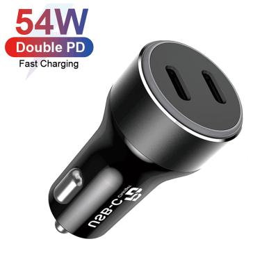 China Super Charging Mobile Phone 54W Dual PD3.0 27W USB C Car Charger For Xiaomi For iPhone 12/11/Pro/Max/XS/XR/X/8 for sale