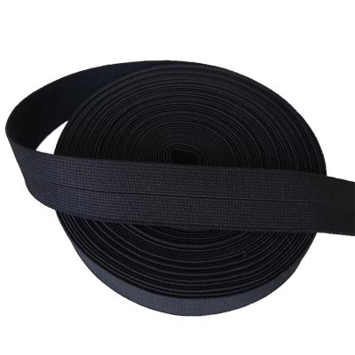 China Elastic Band Elastic Black Colored 1 Inch Fold Over Elastic Webbing for sale