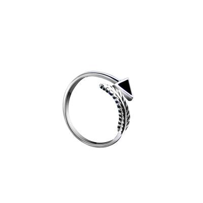 China Geometric S925 Sterling Silver Ring Vintage Feather Ring for sale