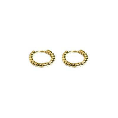 China Minimalist S925 Silver Earrings Twist Gold Plated Silver Pattern Earrings for sale