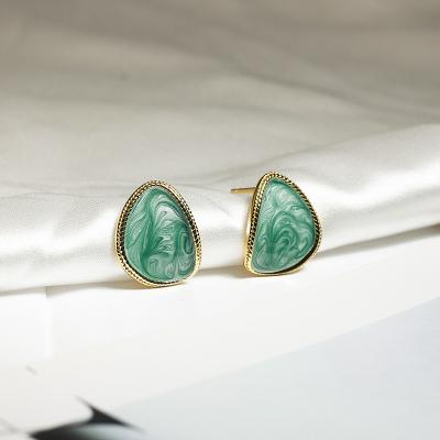 China Geometric s925 Sterling Silver Personality Enamel Stud Earrings for sale