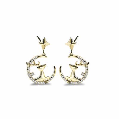 China Cute antler s925 sterling silver earrings with diamonds for sale