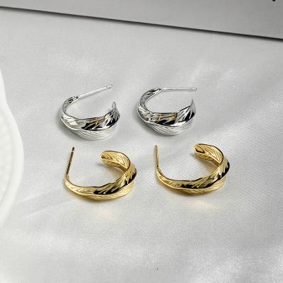 China Geometric s925 Sterling Silver Retro Simple Stud Earrings for sale