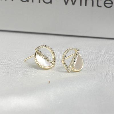 China Geometric S925 Sterling Silver Hoop Earrings with Diamonds for Women for sale