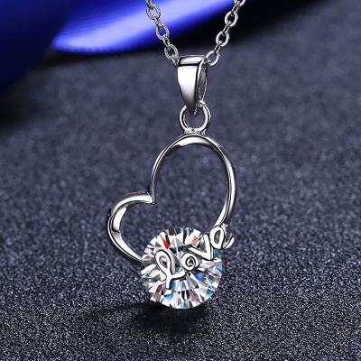 China Necklaces Wholesale Ladies Love Necklace Fashion Moissanite Jewelry Luxury Silver Pendant Necklace Ladies 925 for sale