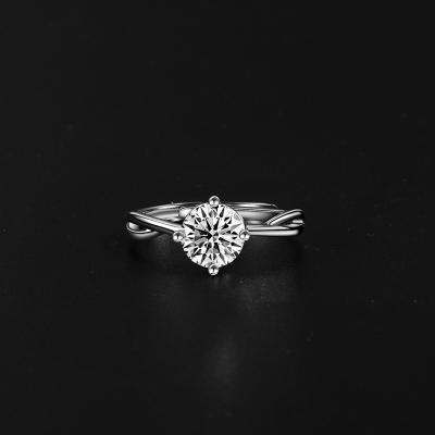 China 1 Carat Geometric Adjustable Engagement Ring s925 Sterling Silver Moissanite for sale