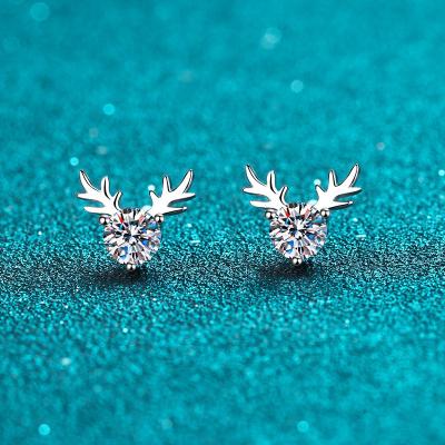 China Vintage Moissanite Pair 50 Cent Sterling Silver Fawn Earrings Stud Earrings For Women Jewelry 925 Sterling Silver Stud Earrings For W for sale