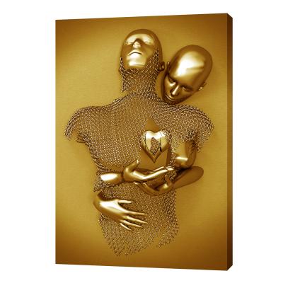 China New Modern Art Canvas Painting Posters Prints Metal Lovers Classic/Postmodern Figure Gold Statue Carving Wall Pictures Decor For Living Room Home for sale