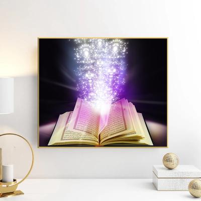 China Islamic Wall Art Canvas Painting Modern Magic Light Book Posters And Print Wall Muslim Pictures For Living Room Quadro Decor for sale