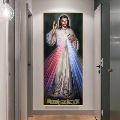 China Modern Poster of Jesus Light Canvas Painting Wall Art Nordic Decoration Home Modern for Living Room Print Frameless Pictures for sale