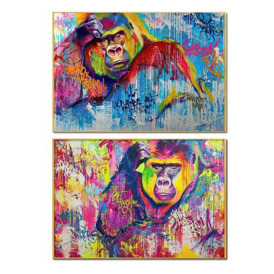 China Colorful Abstract Graffiti Monkey Gorilla Animal Canvas Painting Wall Art Picture For Living Room Home for sale