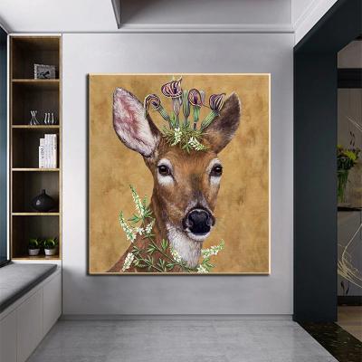 China Modern Green Home Decorative Animal Giraffe Poster Painting Wall Artwork Pictures Nordic Living Room Poster for sale