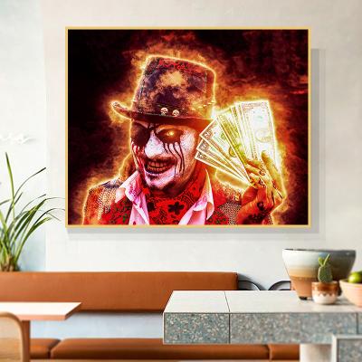 China Modern Abstract Wall Art Pictures Of Man Fire Dollar Money Posters And Prints Canvas Paintings For Living Room Decor for sale