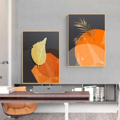 China Nordic Modern Canvas Wall Art Poster Leaf Abstract Decoration Picture Posters And Prints Modern Gold Painting for sale