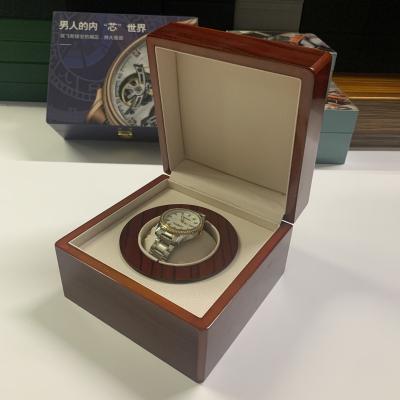 China Popular Branded Luxury Custom Box Eco-friendly Logo Watch Case Clock Watch Box Single Slot Boxes Wooden Acceptable Customer's Logo for sale