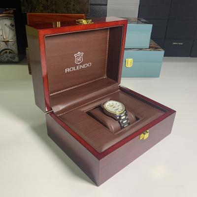 China Eco-friendly Wholesale Black Wooden Simple Luxury Custom Watch Box Watch Packaging Box for sale