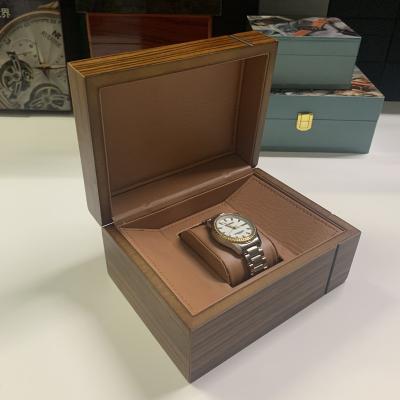 China Simple Brown Eco-friendly Watch Boxes Customize Luxury High Quality Wooden Jewelry Watch Packaging Box for sale