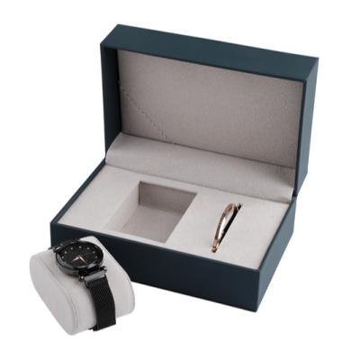 China China Eco-friendly Manufacturers OEM PU Leather Watch Box Logo Elegant Black Jewelry Box Custom Made for sale