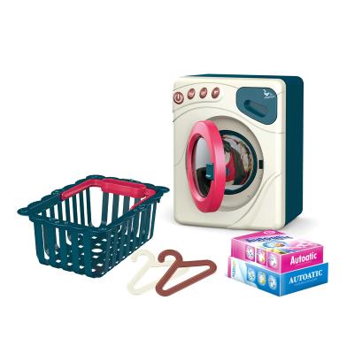 China Plastic washing machine toys pretend mini plastic electric washing machine toys set with basket for sale