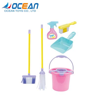 China PP Pretend Play House Plastic Cleaning Tools Ware Bucket Sweeps Broom Toys Cleaning for sale